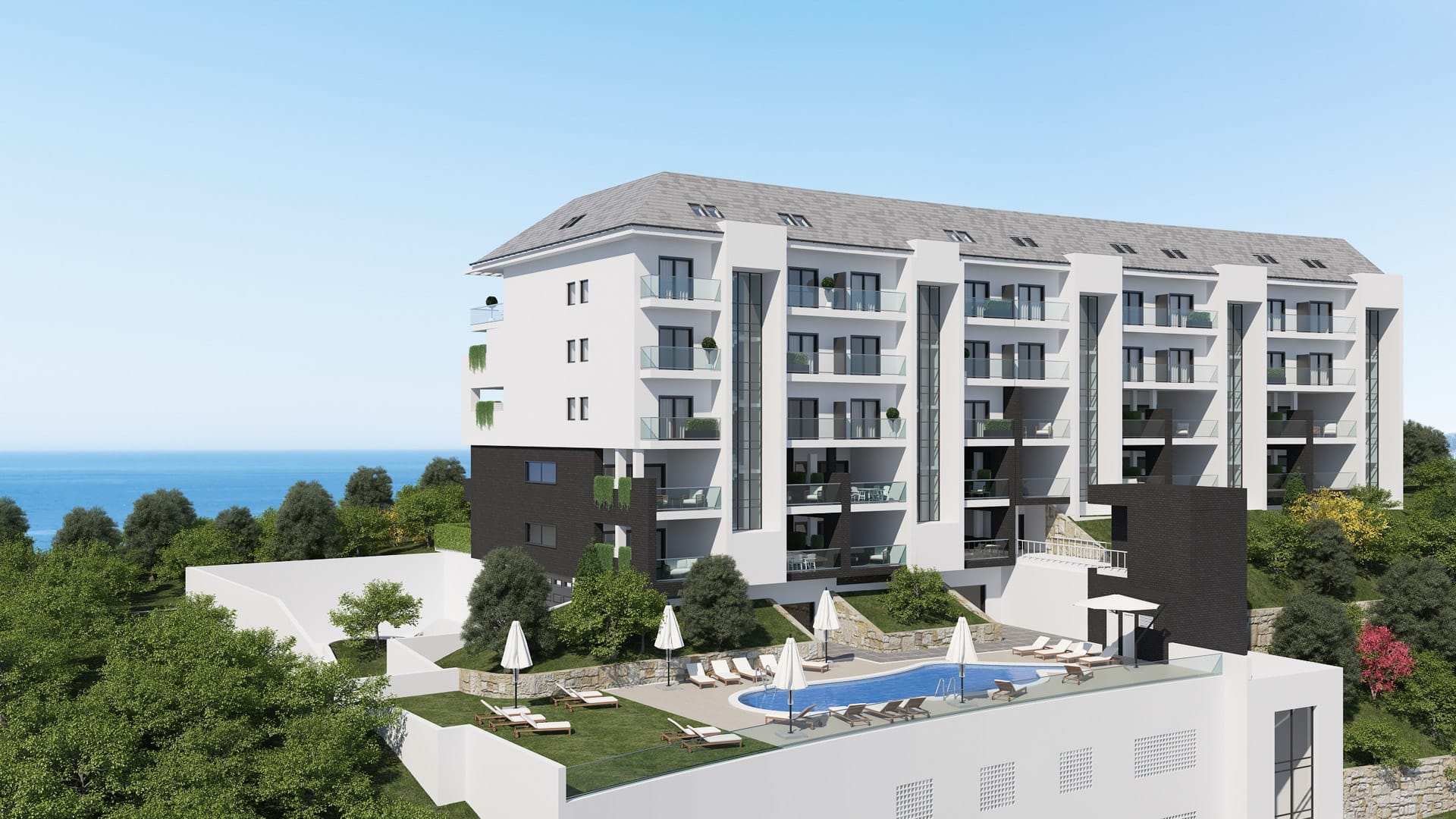 Apartamentos en venta desde 129.000 € Viviendas de 2 y 3 dormitorios en un residencial de diseño moderno y unas fantásticas vistas al mar VENDIDO