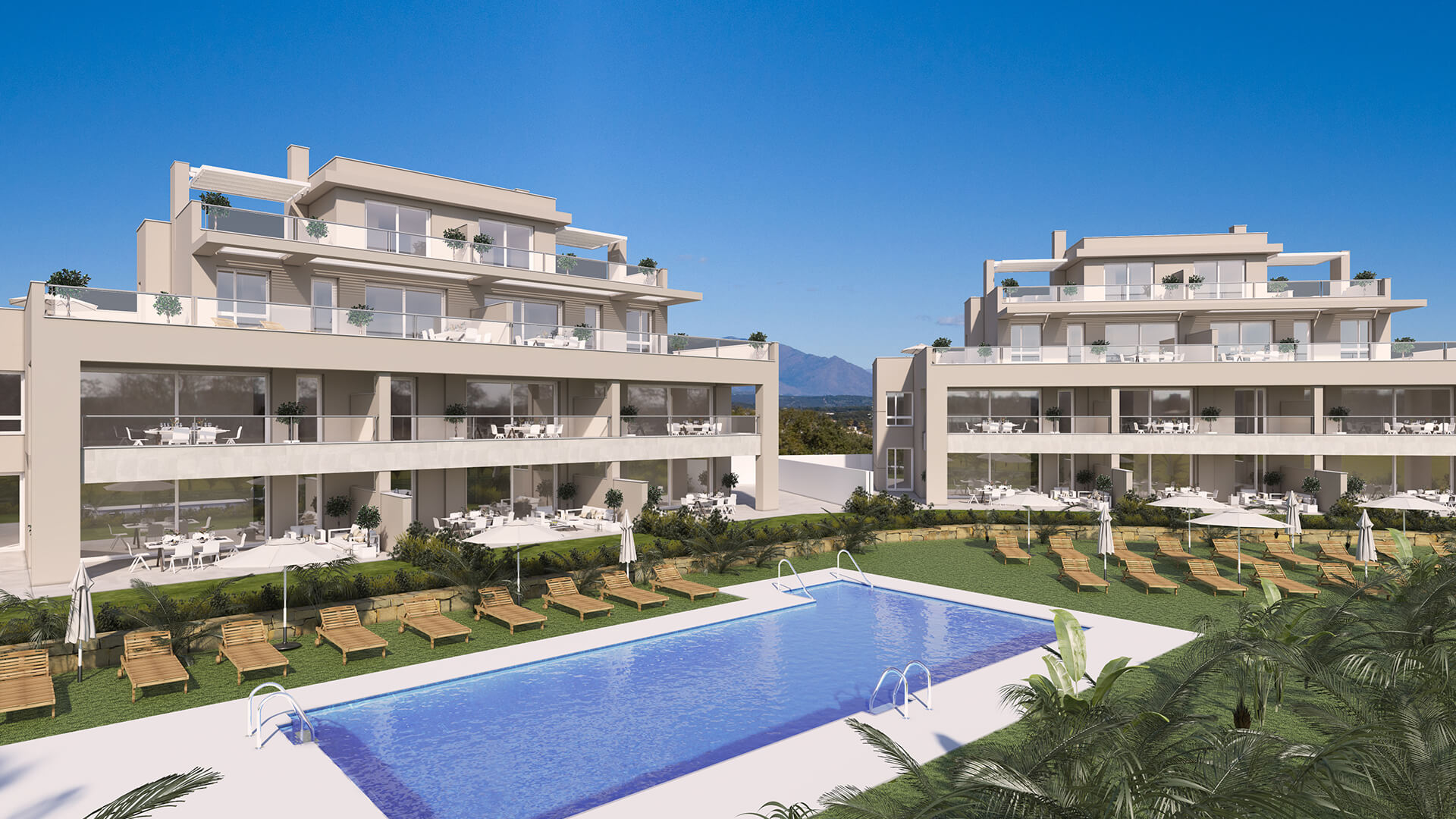 Apartamentos en venta desde 290.000 € Exclusivas viviendas de 2 y 3 dormitorios en primera linea de Golf, en San Roque Club muy cerca de Sotogrande, Cádiz. Promoción Emerald Green →