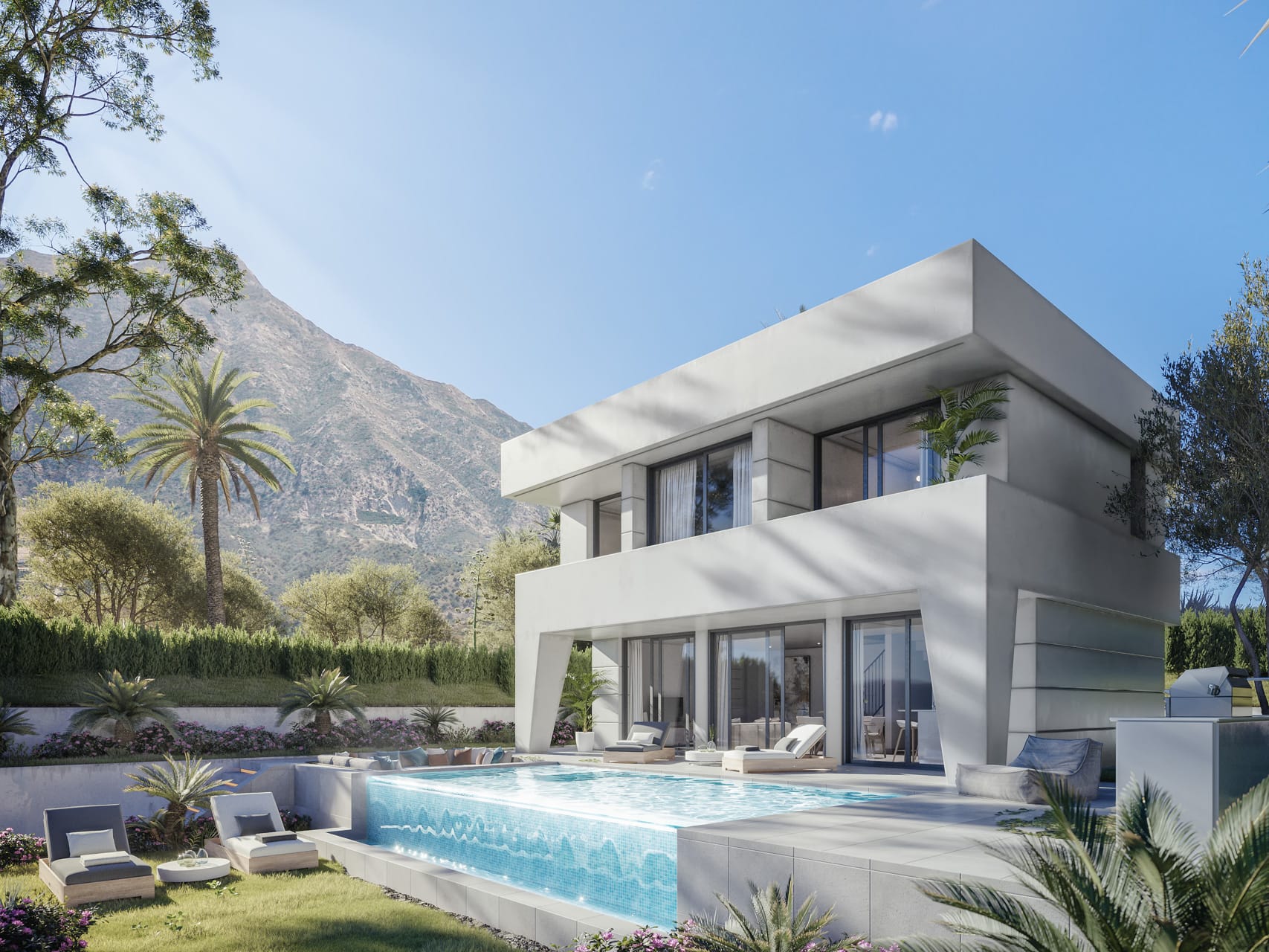 Villas en venta desde 682.000 € Villas de diseño moderno de 3 dormitorios, con piscina privada y jardín en La Duquesa, Sabinillas. VENDIDO