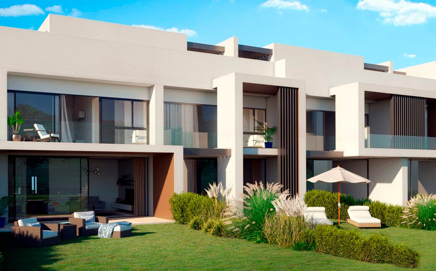 Adosados en venta desde 400.000€ Viviendas de 3 y 4 dormitorios con jardín privado en un nuevo residencial exclusivo en San Roque Club Golf, Promoción Hoyo 17 →